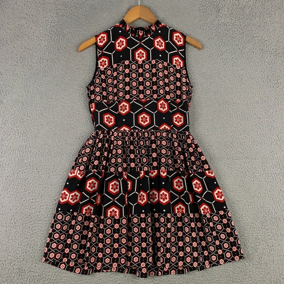 Sandro Paris Dresses & Skirts - Sandro Paris Geometric Print Mini Dress Size 1 US 4 Red Black Silk Sleeveless